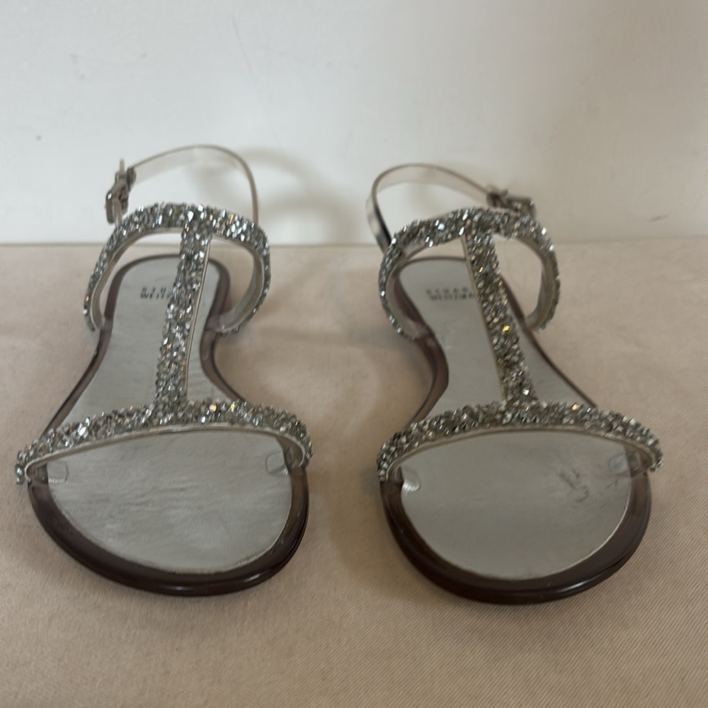 Stuart Weitzman Teezer Clear Jelly flat sandal with crystal embellishments - Picture 4 of 7